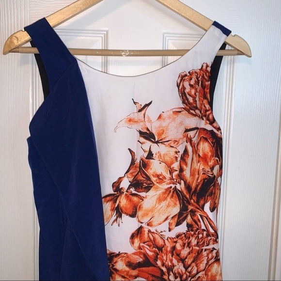 Sachin & Babi Orange Floral Print Ruffled Sleeveless Deep Back Dress Size 2 - Picture 3 of 6